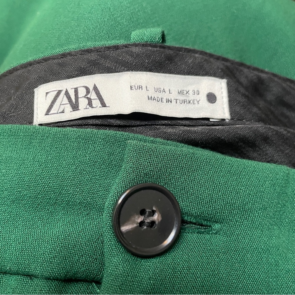 Zara Emerald Green Cropped Tailored Pants Size L